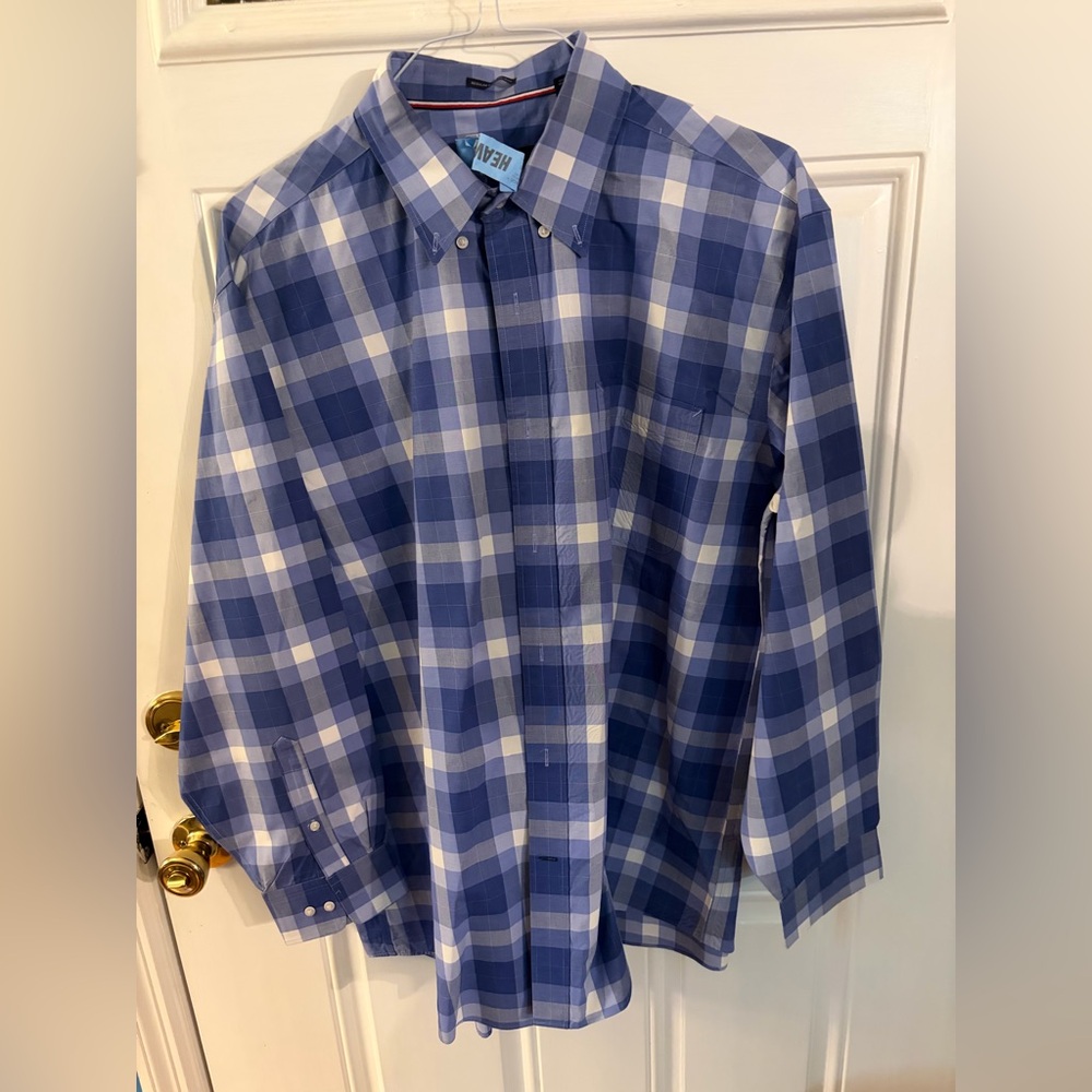 Tommy Hilfiger Blue and White Plaid Shirt
